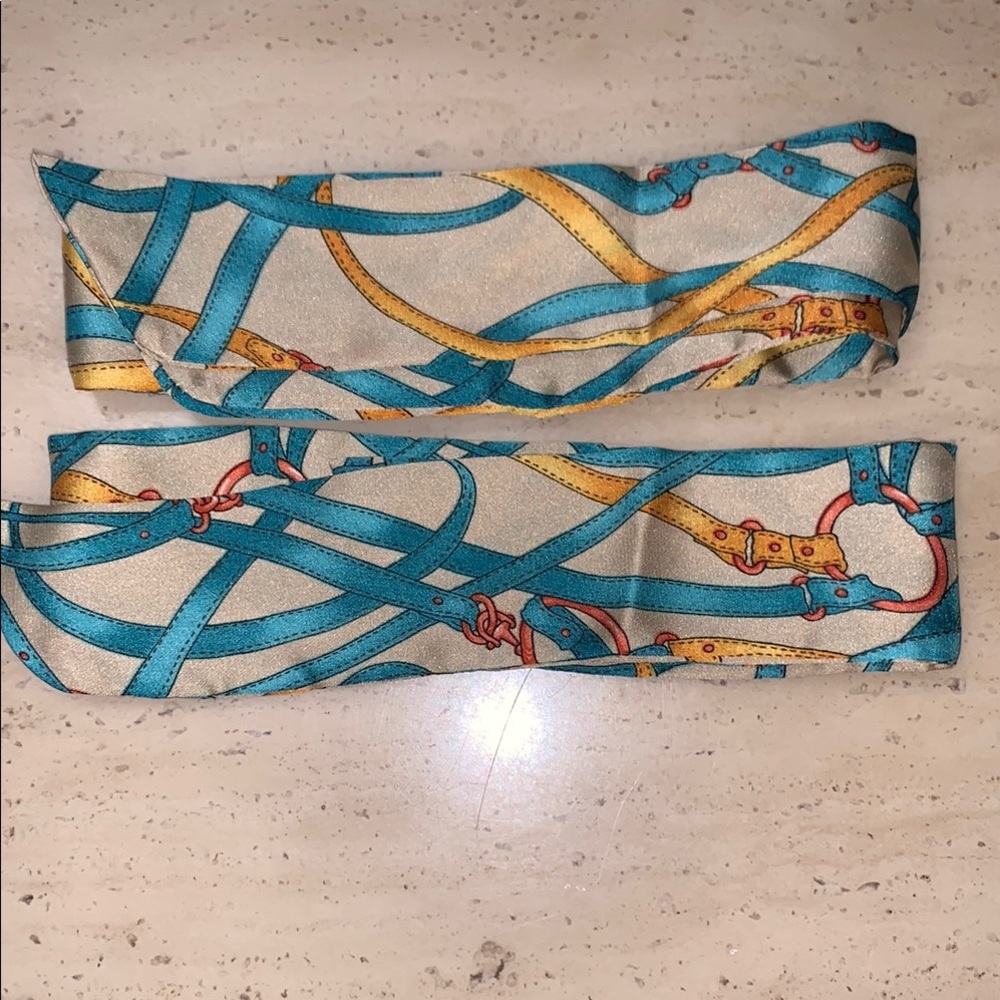 Silk (2) Twilly with Blue and Gold Design